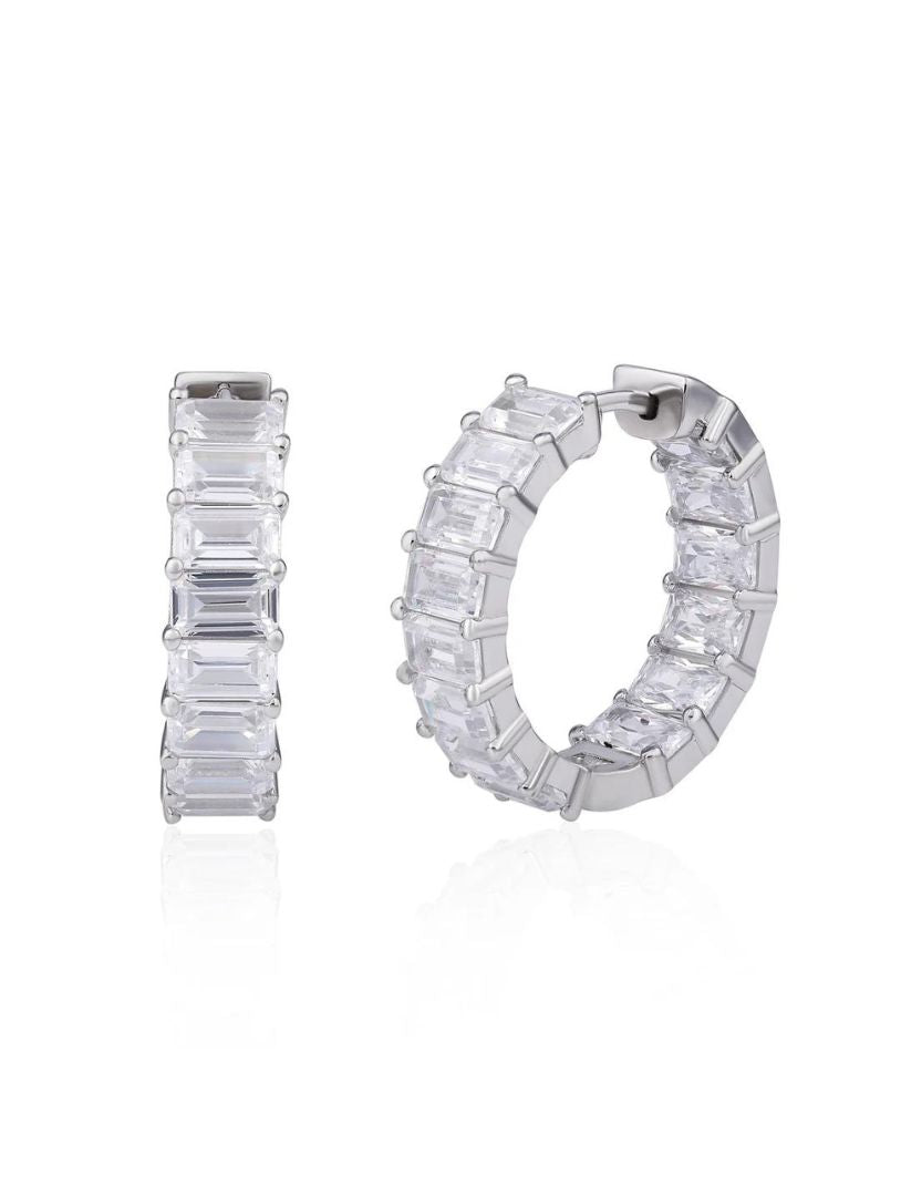 Baguette Cut Hoop Earrings - Shyne Jewels