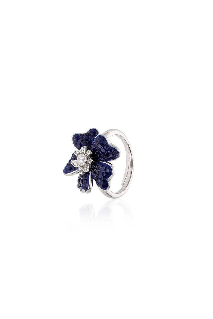 Blue Blossom Cocktail Flower Ring - Shyne Jewels