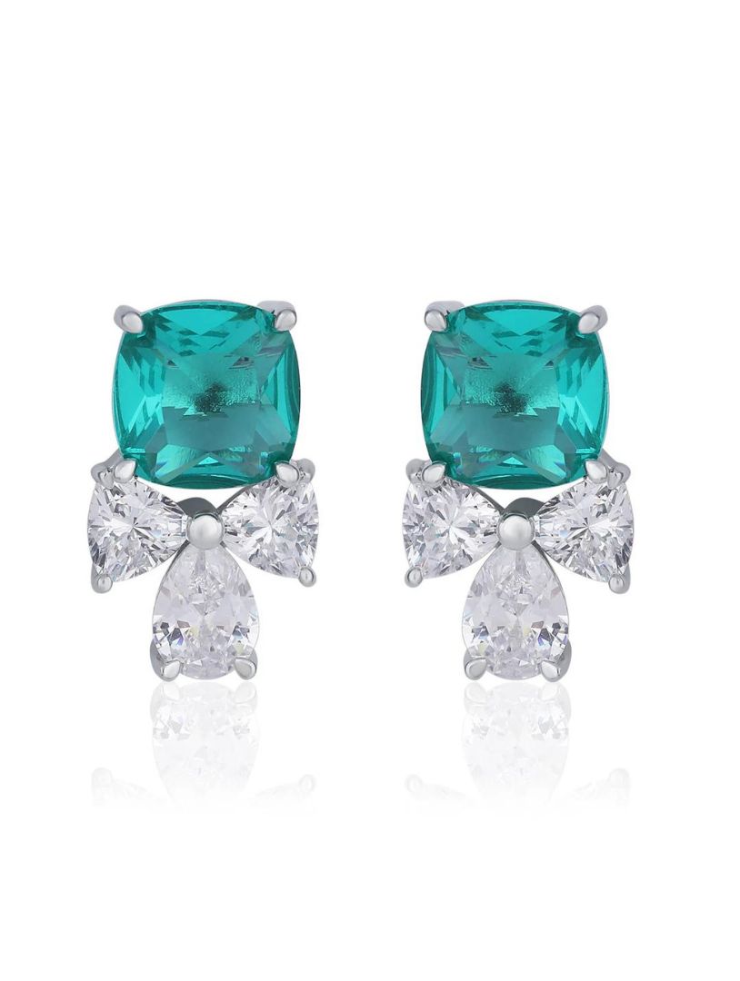 Emerald Brilliance Cluster Earrings - Shyne Jewels