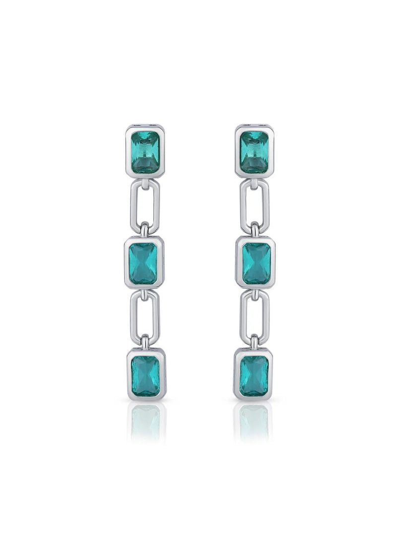 Emerald Link Drop Earrings - Shyne Jewels