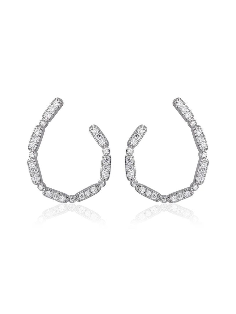 Sparkling Segment Hoop Earrings - Shyne Jewels